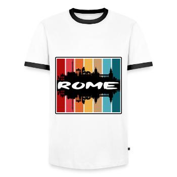 Rome Italie Skyline Silhouette Voyage Souvenir - T-shirt contrasté Homme - blanc/noir - Devant - AI Model Female 172 light (172cm) & AI Model Male 178 dark (178cm)