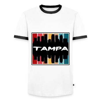 Tampa Florida Usa Skyline Silhouette Travel Souven - Men's Ringer Shirt - white/black - Front - AI Model Female 172 light (172cm) & AI Model Male 178 dark (178cm)