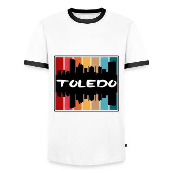 Toledo Ohio USA Skyline Silhouette Reise Souvenir - Männer Kontrast-T-Shirt - Weiß/Schwarz - Vorne - AI Model Female 172 light (172cm) & AI Model Male 178 dark (178cm)