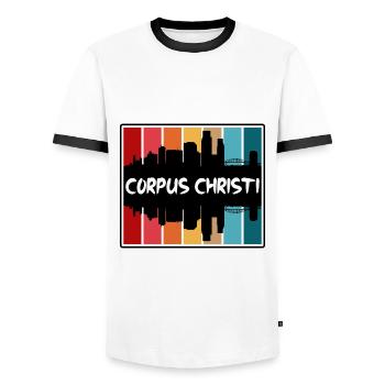 Corpus Christi Texas Usa Skyline Silhouette Travel - Männer Kontrast-T-Shirt - Weiß/Schwarz - Vorne - AI Model Female 172 light (172cm) & AI Model Male 178 dark (178cm)