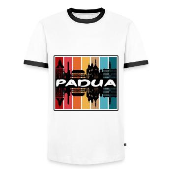 Padua Italien Skyline Silhouette Reise Souvenir - Männer Kontrast-T-Shirt - Weiß/Schwarz - Vorne - AI Model Female 172 light (172cm) & AI Model Male 178 dark (178cm)