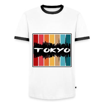 Tokyo Japan Skyline Silhouette Reisesouvenir - Männer Kontrast-T-Shirt - Weiß/Schwarz - Vorne - AI Model Female 172 light (172cm) & AI Model Male 178 dark (178cm)