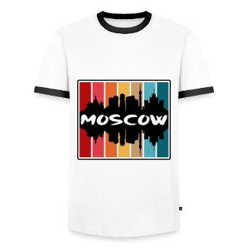 Moscou Russie Skyline Silhouette Souvenir de voyage - T-shirt contrasté Homme - blanc/noir - Devant - AI Model Female 172 light (172cm) & AI Model Male 178 dark (178cm)