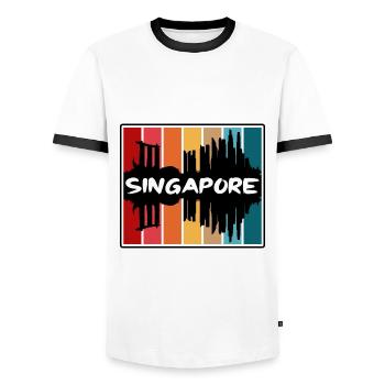 Singapour Singapour Skyline Silhouette Souv de voyage - T-shirt contrasté Homme - blanc/noir - Devant - AI Model Female 172 light (172cm) & AI Model Male 178 dark (178cm)