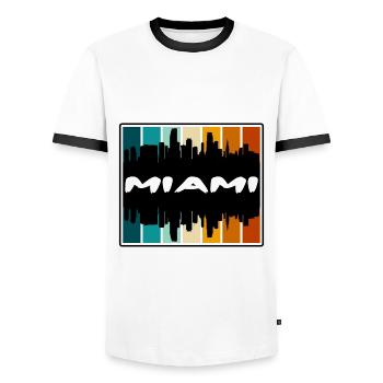 Miami Florida Usa Skyline Silhouette Travel Souven - Männer Kontrast-T-Shirt - Weiß/Schwarz - Vorne - AI Model Female 172 light (172cm) & AI Model Male 178 dark (178cm)