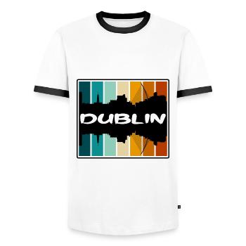 Dublin Irlande Skyline Silhouette Souvenir de voyage - T-shirt contrasté Homme - blanc/noir - Devant - AI Model Female 172 light (172cm) & AI Model Male 178 dark (178cm)