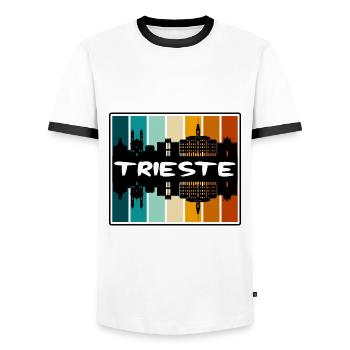 Trieste Italie Skyline Silhouette Souvenir de voyage - T-shirt contrasté Homme - blanc/noir - Devant - AI Model Female 172 light (172cm) & AI Model Male 178 dark (178cm)