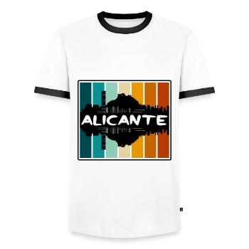 Alicante Espagne Skyline Silhouette Voyage Souvenir - T-shirt contrasté Homme - blanc/noir - Devant - AI Model Female 172 light (172cm) & AI Model Male 178 dark (178cm)