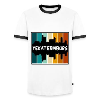 Ekaterinbourg Russie Skyline Silhouette Travel Sou - T-shirt contrasté Homme - blanc/noir - Devant - AI Model Female 172 light (172cm) & AI Model Male 178 dark (178cm)