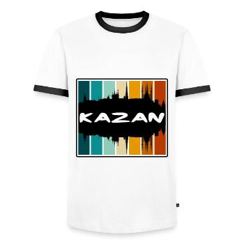 Kazan Russie Skyline Silhouette Souvenir de voyage - T-shirt contrasté Homme - blanc/noir - Devant - AI Model Female 172 light (172cm) & AI Model Male 178 dark (178cm)