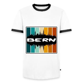 Berne Suisse Skyline Silhouette Travel Souveni - T-shirt contrasté Homme - blanc/noir - Devant - AI Model Female 172 light (172cm) & AI Model Male 178 dark (178cm)