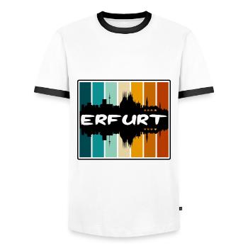 Erfurt Deutschland Skyline Silhouette Reisesouvenir - Männer Kontrast-T-Shirt - Weiß/Schwarz - Vorne - AI Model Female 172 light (172cm) & AI Model Male 178 dark (178cm)