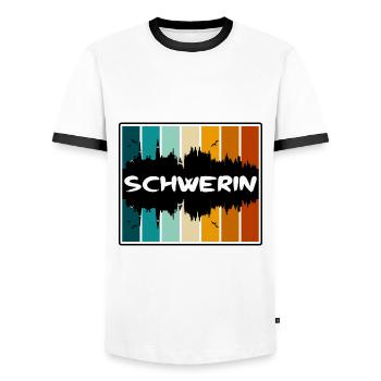 Schwerin Allemagne Skyline Silhouette Travel Souveni - T-shirt contrasté Homme - blanc/noir - Devant - AI Model Female 172 light (172cm) & AI Model Male 178 dark (178cm)