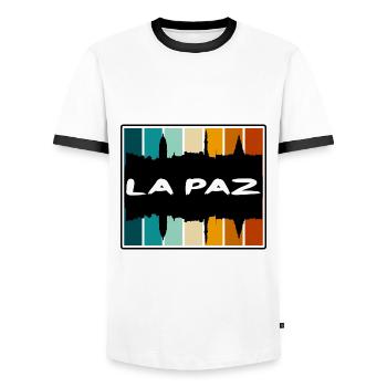 La Paz Bolivien Skyline Silhouette Reise Souvenir - Männer Kontrast-T-Shirt - Weiß/Schwarz - Vorne - AI Model Female 172 light (172cm) & AI Model Male 178 dark (178cm)
