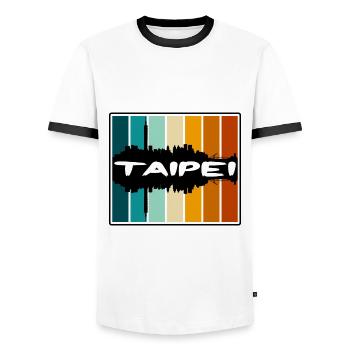 Taipei Taiwan Skyline Silhouette Souvenir de voyage - T-shirt contrasté Homme - blanc/noir - Devant - AI Model Female 172 light (172cm) & AI Model Male 178 dark (178cm)