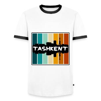 Tachkent Ouzbékistan Skyline Silhouette Souv Voyage Souv - T-shirt contrasté Homme - blanc/noir - Devant - AI Model Female 172 light (172cm) & AI Model Male 178 dark (178cm)