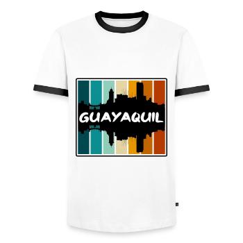 Guayaquil Equador Skyline Silhouette Travel Souven - Männer Kontrast-T-Shirt - Weiß/Schwarz - Vorne - AI Model Female 172 light (172cm) & AI Model Male 178 dark (178cm)