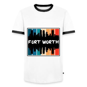 Fort Worth Texas Usa Skyline Silhouette Travel Sou - Men's Ringer Shirt - white/black - Front - AI Model Female 172 light (172cm) & AI Model Male 178 dark (178cm)