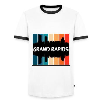 Grand Rapids Michigan Usa Skyline Silhouette Trave - Men's Ringer Shirt - white/black - Front - AI Model Female 172 light (172cm) & AI Model Male 178 dark (178cm)