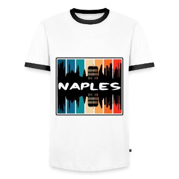 Naples Italy Skyline Silhouette Travel Souvenir - Men's Ringer Shirt - white/black - Front - AI Model Female 172 light (172cm) & AI Model Male 178 dark (178cm)