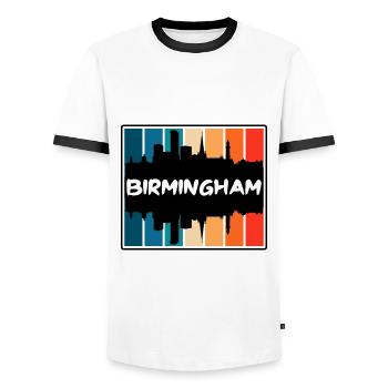 Birmingham Angleterre Skyline Silhouette Travel Souve - T-shirt contrasté Homme - blanc/noir - Devant - AI Model Female 172 light (172cm) & AI Model Male 178 dark (178cm)