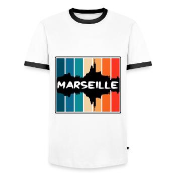 Marseille Frankreich Skyline Silhouette Reise Souveni - Männer Kontrast-T-Shirt - Weiß/Schwarz - Vorne - AI Model Female 172 light (172cm) & AI Model Male 178 dark (178cm)
