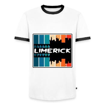 Limerick Ireland Skyline Silhouette Travel Souveni - Men's Ringer Shirt - white/black - Front - AI Model Female 172 light (172cm) & AI Model Male 178 dark (178cm)