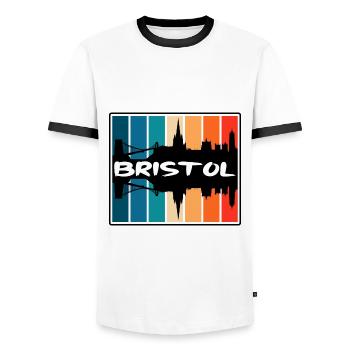 Bristol Angleterre Skyline Silhouette Souvenir de voyage - T-shirt contrasté Homme - blanc/noir - Devant - AI Model Female 172 light (172cm) & AI Model Male 178 dark (178cm)