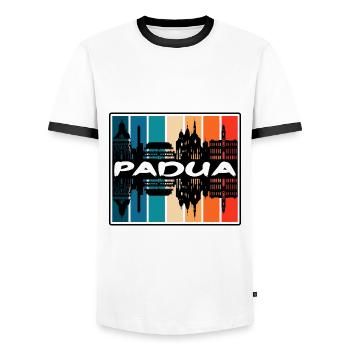 Padua Italien Skyline Silhouette Reise Souvenir - Männer Kontrast-T-Shirt - Weiß/Schwarz - Vorne - AI Model Female 172 light (172cm) & AI Model Male 178 dark (178cm)
