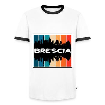 Brescia Italie Skyline Silhouette Souvenir de voyage - T-shirt contrasté Homme - blanc/noir - Devant - AI Model Female 172 light (172cm) & AI Model Male 178 dark (178cm)
