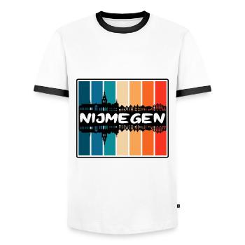 Nimègue Pays-Bas Skyline Silhouette Travel Sou - T-shirt contrasté Homme - blanc/noir - Devant - AI Model Female 172 light (172cm) & AI Model Male 178 dark (178cm)