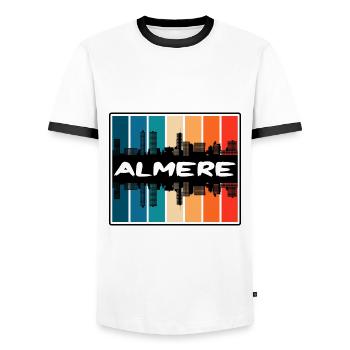 Almere Pays-Bas Skyline Silhouette Souve de voyage - T-shirt contrasté Homme - blanc/noir - Devant - AI Model Female 172 light (172cm) & AI Model Male 178 dark (178cm)