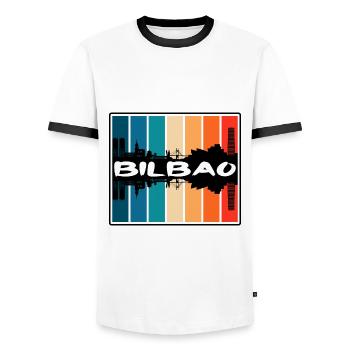 Bilbao Spanien Skyline Silhouette Reise Souvenir - Männer Kontrast-T-Shirt - Weiß/Schwarz - Vorne - AI Model Female 172 light (172cm) & AI Model Male 178 dark (178cm)