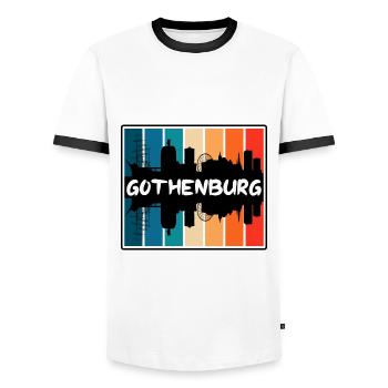 Göteborg Suède Skyline Silhouette Travel Souven - T-shirt contrasté Homme - blanc/noir - Devant - AI Model Female 172 light (172cm) & AI Model Male 178 dark (178cm)