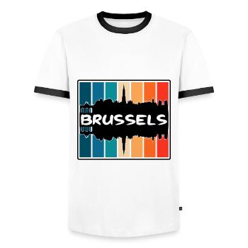 Bruxelles Belgique Skyline Silhouette Travel Souveni - T-shirt contrasté Homme - blanc/noir - Devant - AI Model Female 172 light (172cm) & AI Model Male 178 dark (178cm)
