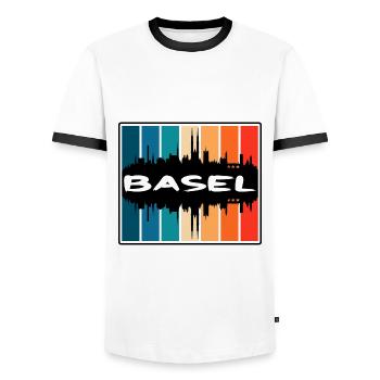 Basel Schweiz Skyline Silhouette Travel Souven - Männer Kontrast-T-Shirt - Weiß/Schwarz - Vorne - AI Model Female 172 light (172cm) & AI Model Male 178 dark (178cm)