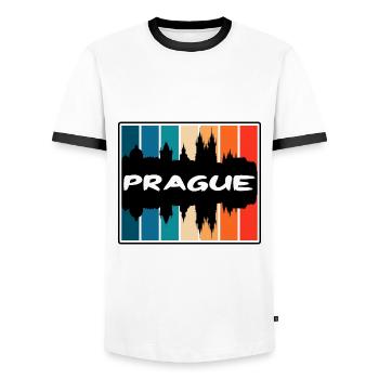 Prag Tschechien Skyline Silhouette Reise Souvenir - Männer Kontrast-T-Shirt - Weiß/Schwarz - Vorne - AI Model Female 172 light (172cm) & AI Model Male 178 dark (178cm)