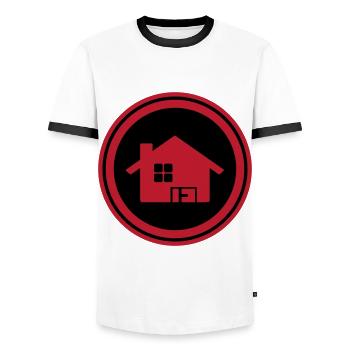 Haus Immobilie - Männer Kontrast-T-Shirt - Weiß/Schwarz - Vorne - AI Model Female 172 light (172cm) & AI Model Male 178 dark (178cm)