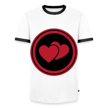 Heart Symbol Love Heart - Men's Ringer Shirt - white/black - Front - AI Model Female 172 light (172cm) & AI Model Male 178 dark (178cm)