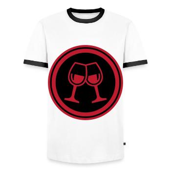 Wine glasses - Men's Ringer Shirt - white/black - Front - AI Model Female 172 light (172cm) & AI Model Male 178 dark (178cm)