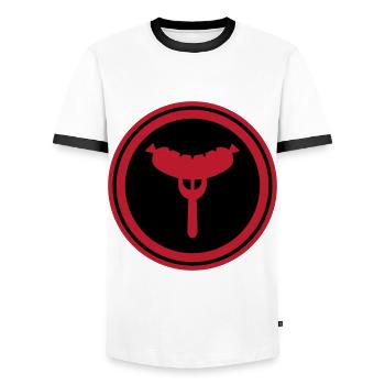 Fourchette à saucisse - T-shirt contrasté Homme - blanc/noir - Devant - AI Model Female 172 light (172cm) & AI Model Male 178 dark (178cm)