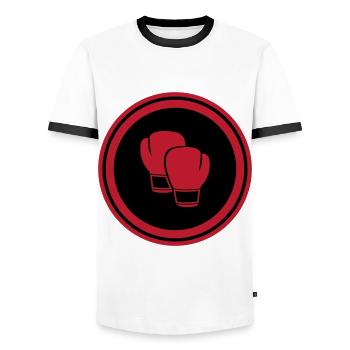 Boxing - Men's Ringer Shirt - white/black - Front - AI Model Female 172 light (172cm) & AI Model Male 178 dark (178cm)
