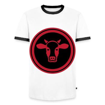 Cow Head Symbol - Men's Ringer Shirt - white/black - Front - AI Model Female 172 light (172cm) & AI Model Male 178 dark (178cm)
