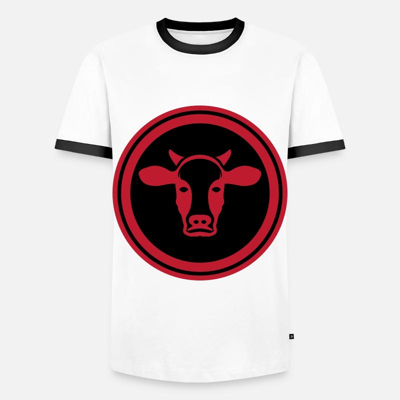 Kuh Kopf Symbol - Männer Kontrast-T-Shirt - Weiß/Schwarz