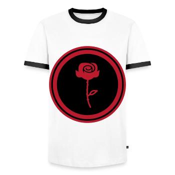 Symbole de la rose - T-shirt contrasté Homme - blanc/noir - Devant - AI Model Female 172 light (172cm) & AI Model Male 178 dark (178cm)