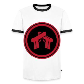 Pistol Symbol - Men's Ringer Shirt - white/black - Front - AI Model Female 172 light (172cm) & AI Model Male 178 dark (178cm)