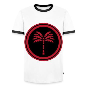 Symbole de la paume - T-shirt contrasté Homme - blanc/noir - Devant - AI Model Female 172 light (172cm) & AI Model Male 178 dark (178cm)