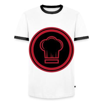 Chef chapeau de chef - T-shirt contrasté Homme - blanc/noir - Devant - AI Model Female 172 light (172cm) & AI Model Male 178 dark (178cm)