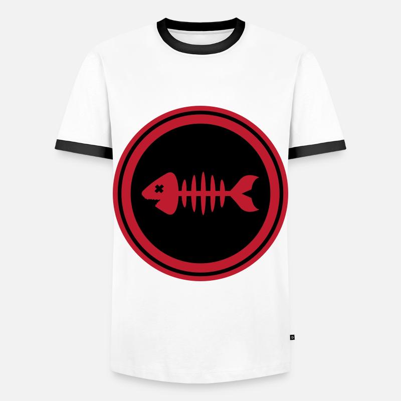 Fisch Symbol Knochen Gräte - Männer Kontrast-T-Shirt - Weiß/Schwarz