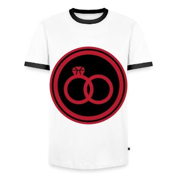 Anneaux de mariage Bague de mariage - T-shirt contrasté Homme - blanc/noir - Devant - AI Model Female 172 light (172cm) & AI Model Male 178 dark (178cm)